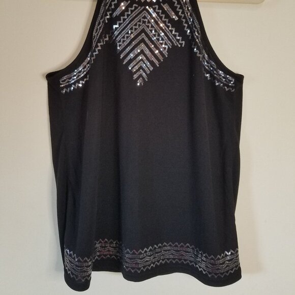 Black sequined top sz Large - Picture 2 of 6